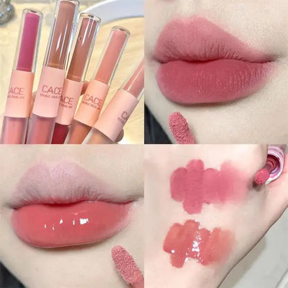 11Colors Double Head Lip Gloss Matte Velvet Sexy Red Tint Liquid Lipstick Waterproof Mirror Water Lip Glaze Lips Makeup Cosmetic