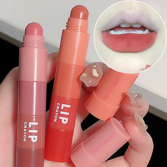 4 in 1 Cute Crayon Lipstick Waterproof Lasting Velvet Rose Purple Matte Lips Tint Easy to Color Sexy Nude Lips Makeup Cosmetics