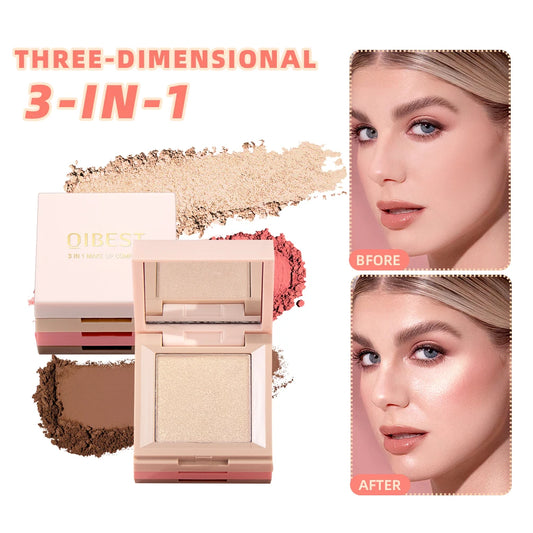 2024 Contouring Highlight Blush 3 in 1 All-In-One Palette Face Makeup Matte Bronzer Eye Shadow Blusher Cosmetic for Women