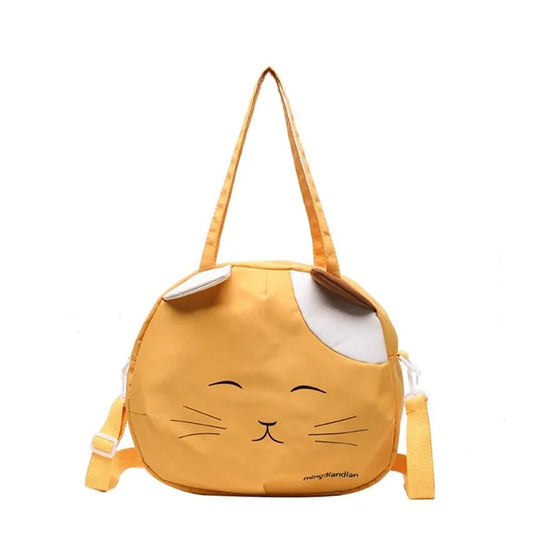 Canvas Messenger Bag College Style Nylon Prints Cat Handbag Large Capacity Shoulder Bag Students